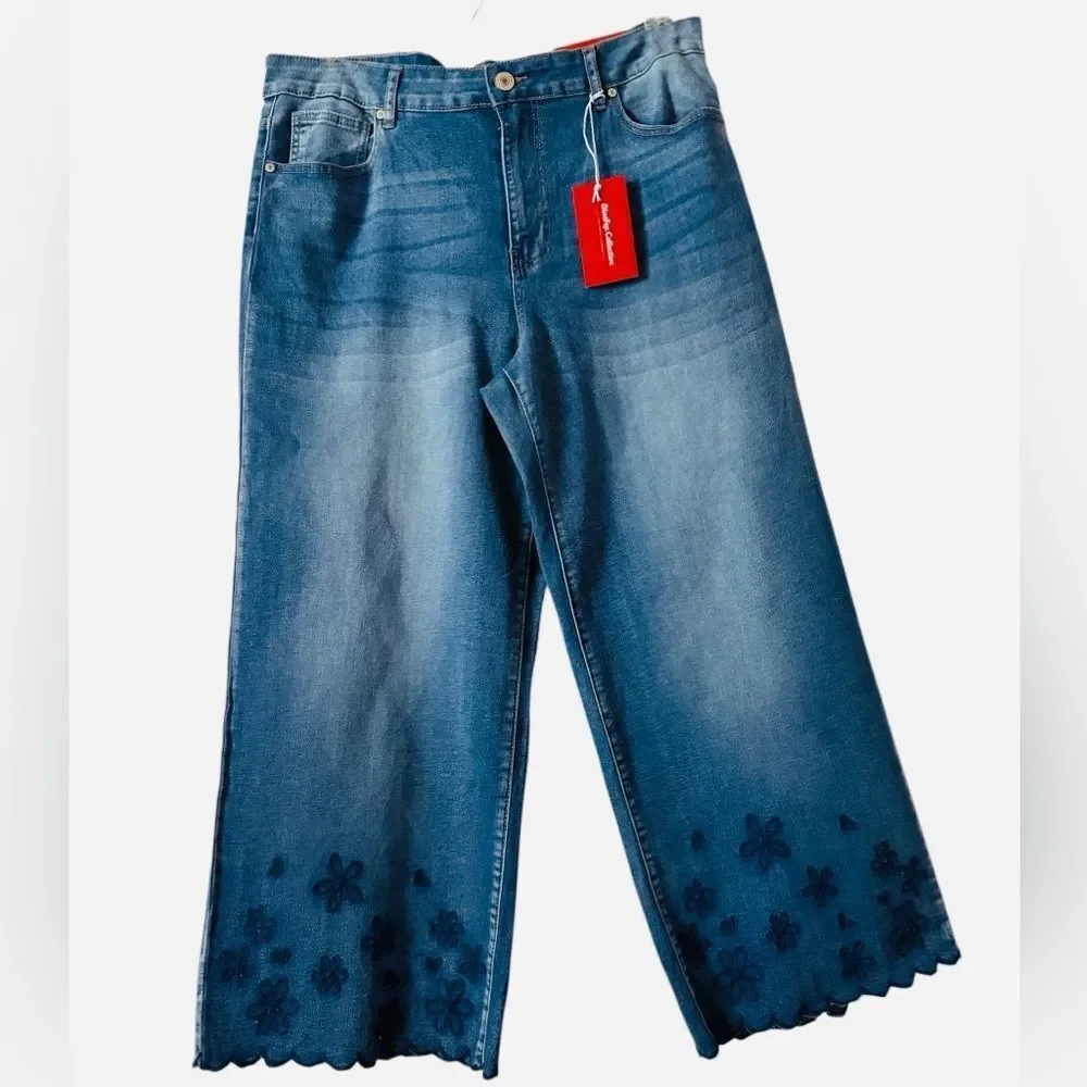 BlueFox Collective Scalloped Hem Embroidered Wide Crop 18